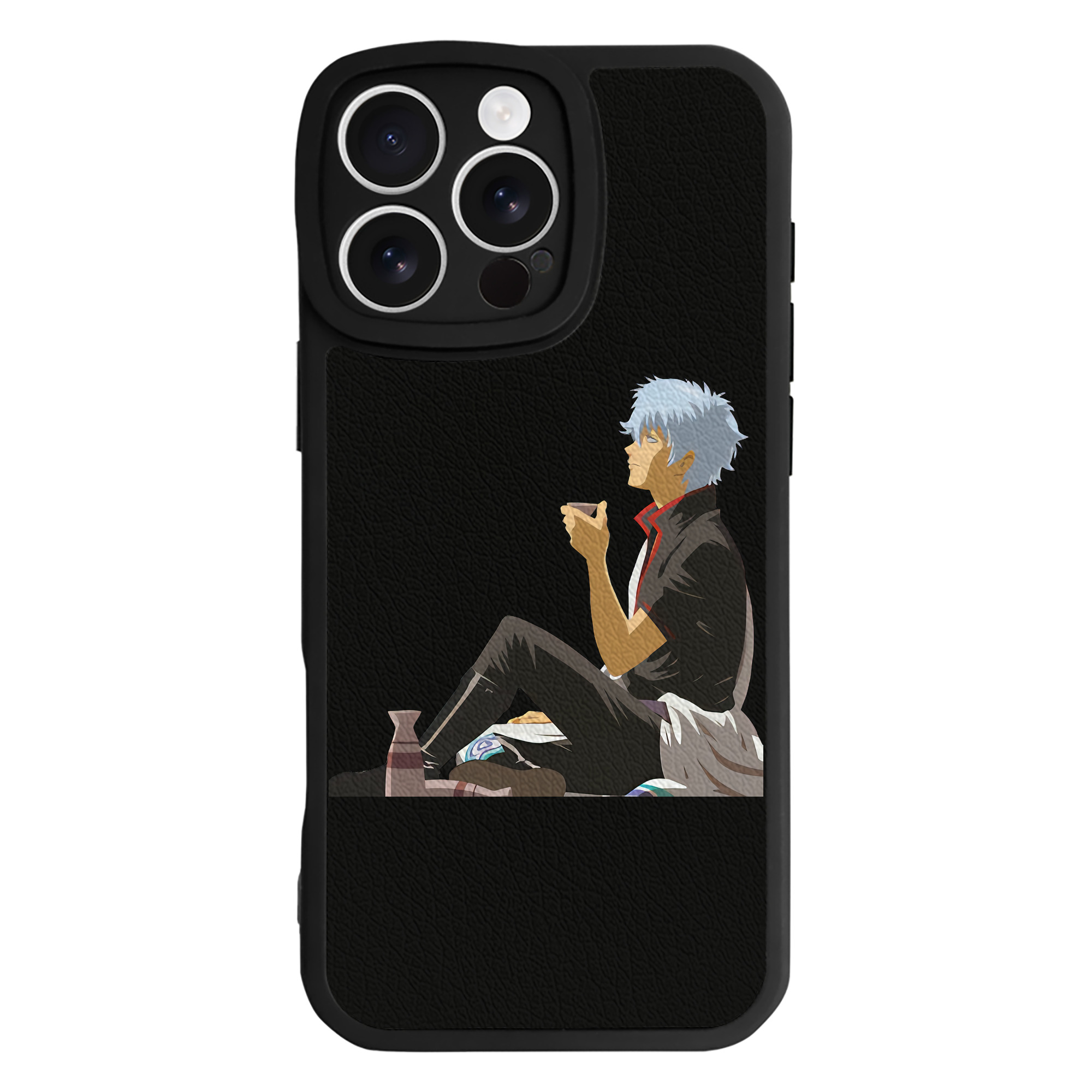 （画像用） ぎんたま 坂田銀時（さかたぎんとき） 神楽 志村新八（しむら しんぱち） GINTAMA Sakata Gintoki Kagura Shimura Shinpachi 【iPhone 16シリーズ対応】シリコンスマホケース（レザー調） 材質：シリコン